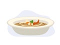 shrimp and corn chowder soup. seafood. yummy food. cartoon food. vector cartoon illustration