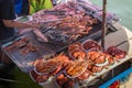 Shrimp and crab grilled on boat Royalty Free Stock Photo