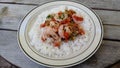 Shrimp creole over white rice