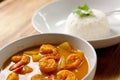 Shrimp curry with rice.