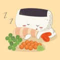 Shrimp Ebi Nigiri Sushi Cute Cartoon