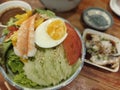 shrimp and egg salad with sesami sauce