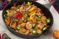 Shrimp Fajitas In Cast Iron Skillet Royalty Free Stock Photo