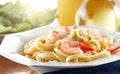 Shrimp Fettuccine Alfredo Royalty Free Stock Photo