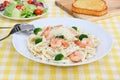 Shrimp Fettucini in Alfredo Sauce Royalty Free Stock Photo