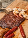 Shrimp, Flank Steak and Sausage Royalty Free Stock Photo