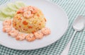 Shrimp fried rice on white plate Royalty Free Stock Photo