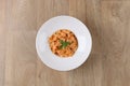 Shrimp fusilli pasta Royalty Free Stock Photo