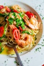 Shrimp Gamberoni Aglio e Olio Royalty Free Stock Photo