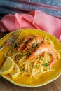 Shrimp Gamberoni Aglio e Olio Royalty Free Stock Photo