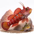 The Colorful Shrimp Goby and its Symbiotic Partnership with a Shrimp Royalty Free Stock Photo