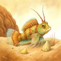 Shrimp Goby and its Burrowing Companion Captured in Vibrant Underwater Scene Royalty Free Stock Photo