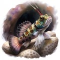 Shrimp Goby and Shrimp Pair Creating a Symbiotic Relationship in the Reef Royalty Free Stock Photo