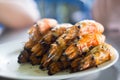 Shrimp grilled on white plate Royalty Free Stock Photo