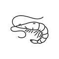 Black line icon for Shrimp, prawn and delicacy Royalty Free Stock Photo