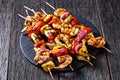 Shrimp Kabobs with charred veggies and pineapple Royalty Free Stock Photo