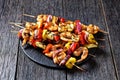 Shrimp Kabobs with charred veggies and pineapple Royalty Free Stock Photo