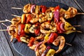 Shrimp Kabobs with charred veggies and pineapple Royalty Free Stock Photo