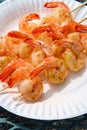 Shrimp Kebabs Paper Plate Royalty Free Stock Photo