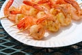 Shrimp Kebabs Paper Plate Royalty Free Stock Photo