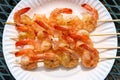 Shrimp Kebabs Paper Plate Royalty Free Stock Photo