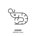 Shrimp line icon. Seafood outline vector sign. Editable stroke
