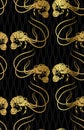 Shrimp lobster oriental japanese chinese vector design seamless pattern Royalty Free Stock Photo