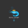Shrimp logo on black background