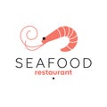 Shrimp logo template. Seafood restaurant sign