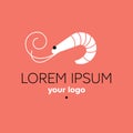 Shrimp logo template. Seafood restaurant sign