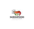 Shrimp Logo Template. Seafood Vector Design