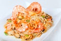 Shrimp and mussels salad with cellophane noodles Royalty Free Stock Photo