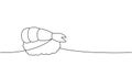 Shrimp nigiri, ebi sushi one line continuous drawing. Japanese cuisine, traditional food continuous one line Royalty Free Stock Photo