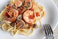 Shrimp Over Linguine