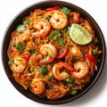 Shrimp Pad Thai showcased on a transparent, isolated background Royalty Free Stock Photo
