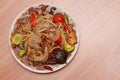 shrimp papaya salad is delicious food of somtum thaifood.