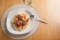 Shrimp with Pasta Dish Royalty Free Stock Photo