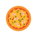 Shrimp pizza icon flat isolated vector