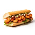 Shrimp po boy isolated on a white background