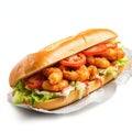 Shrimp po boy isolated on a white background