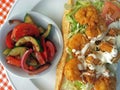 Shrimp PoBoy with grilled vegetable side