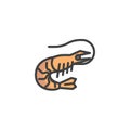 Shrimp, prawn filled outline icon