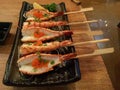 Grilled Garlic Prawns On wooden sticks