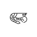 Shrimp, prawn line icon