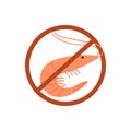 Shrimp in red crossed circle icon