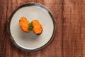 Shrimp Roe Gunkan Sushi Served on a Plate Royalty Free Stock Photo