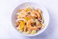 Shrimp salad with fennel, orange and red onion. Royalty Free Stock Photo
