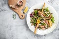 Shrimp Salad. Seafood Salad Grilled shrimps and fresh vegetable. Restaurant menu, dieting, cookbook recipe Royalty Free Stock Photo