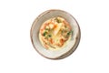 Shrimp saute with cream sauce and lemon isolated on white background Royalty Free Stock Photo