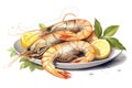 shrimp scampi isolated on white background. Generated by AI Royalty Free Stock Photo